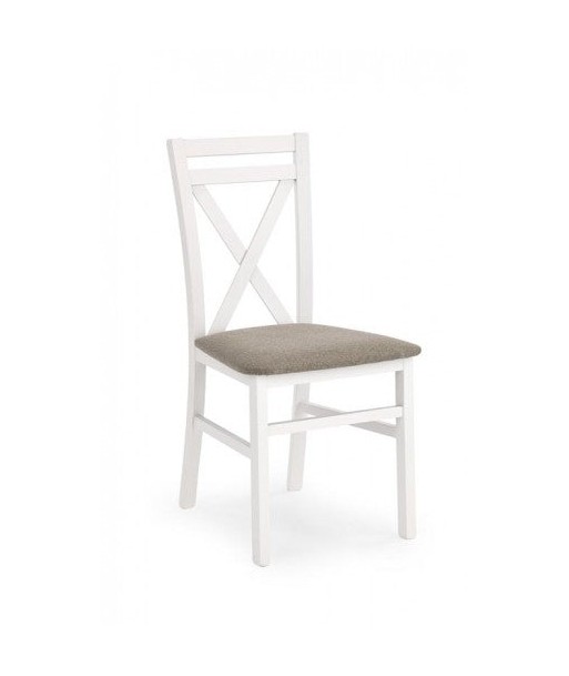 Chaise en bois de hêtre, avec assise rembourrée en tissu Darius, l44,5xA49xH90 cm-Blanc rembourrage situé sous