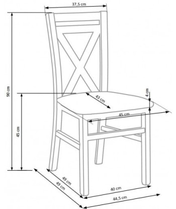 Chaise en bois de hêtre, avec assise rembourrée en tissu Darius, l44,5xA49xH90 cm-Blanc rembourrage situé sous