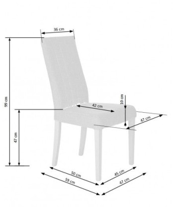 Chaise rembourrée en tissu avec pieds en bois Diego Gris / Chêne, l47xA59xH99 cm Les magasins à Paris