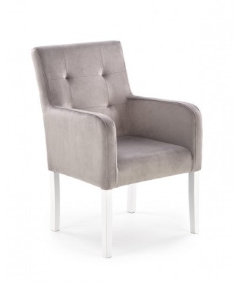 Fauteuil fixe tapissé de tissu, avec pieds en bois Filo Gris / Blanc, l60xA62xH92 cm le concept de la Pate a emporter 