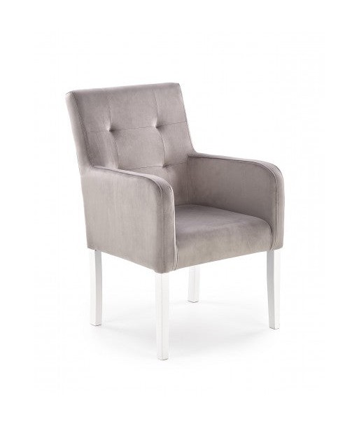 Fauteuil fixe tapissé de tissu, avec pieds en bois Filo Gris / Blanc, l60xA62xH92 cm le concept de la Pate a emporter 