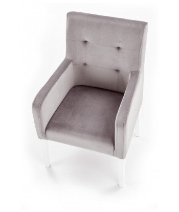 Fauteuil fixe tapissé de tissu, avec pieds en bois Filo Gris / Blanc, l60xA62xH92 cm le concept de la Pate a emporter 