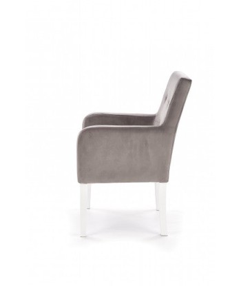 Fauteuil fixe tapissé de tissu, avec pieds en bois Filo Gris / Blanc, l60xA62xH92 cm le concept de la Pate a emporter 