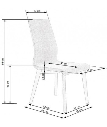 Chaise rembourrée en tissu, avec pieds en bois Focus Gris / Blanc, l45xA61xH94 cm pas cheres