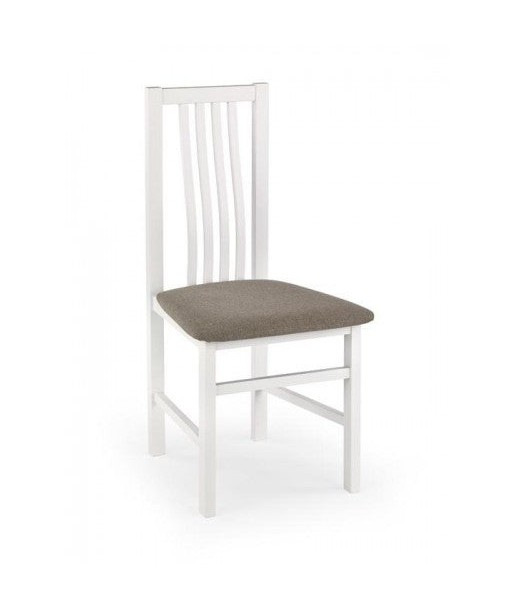 Chaise en bois de hêtre tapissée de tissu Pawel Blanc / Gris, l46xA52xH94 cm le concept de la Pate a emporter 