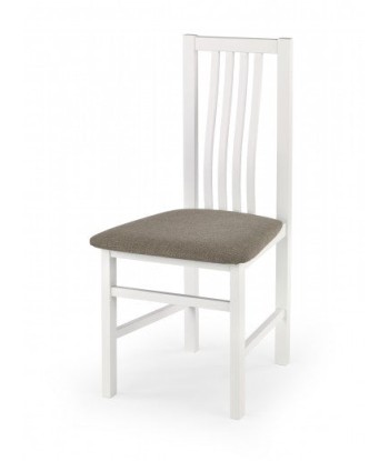 Chaise en bois de hêtre tapissée de tissu Pawel Blanc / Gris, l46xA52xH94 cm le concept de la Pate a emporter 