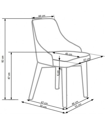 Chaise rembourrée en tissu avec pieds en bois de hêtre Gris Toledo / Blanc, l51xA55xH82 cm de votre