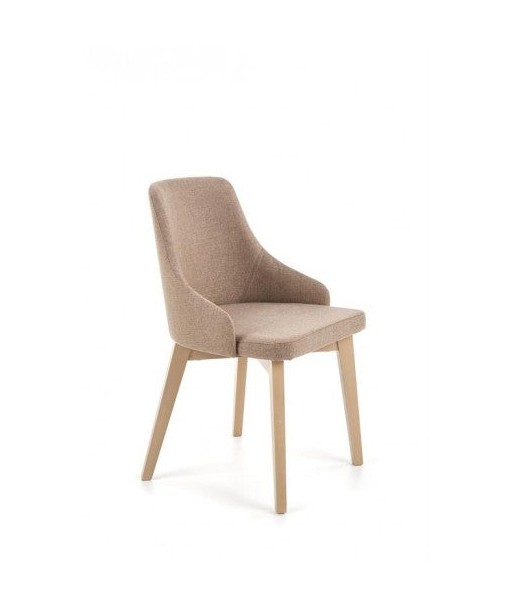 Chaise rembourrée en tissu, avec pieds en hêtre Toledo Beige Foncé / Chêne Sonoma, l51xA55xH82 cm Les êtres humains sont 