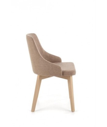 Chaise rembourrée en tissu, avec pieds en hêtre Toledo Beige Foncé / Chêne Sonoma, l51xA55xH82 cm Les êtres humains sont 