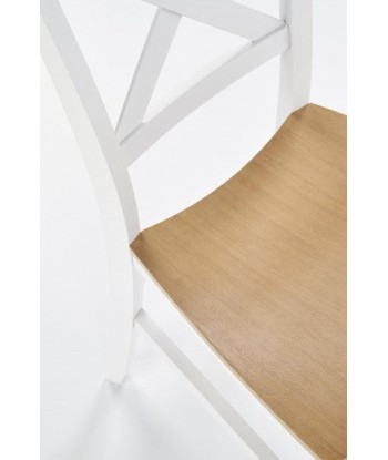 Chaise en hêtre et placage Tutti Blanc / Chêne, l44xA56xH90 cm Livraison rapide