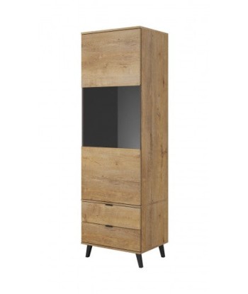 Vitrine en bois avec 2 tiroirs et 1 porte Nest W-2 Chêne, l60xA45xH192 cm les ligaments