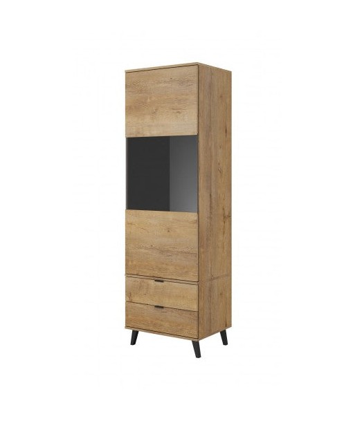 Vitrine en bois avec 2 tiroirs et 1 porte Nest W-2 Chêne, l60xA45xH192 cm les ligaments