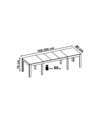 Table extensible en aggloméré et MDF Sewer Blanc, L160-300xl90xH76 cm français