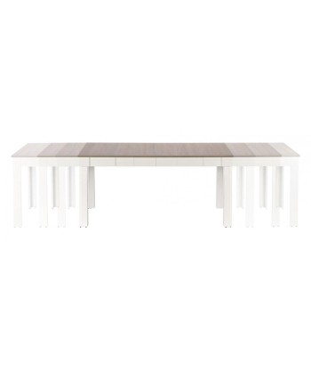 Table extensible en aggloméré et MDF Blanc d'égout / Chêne Sonoma, L160-300xl90xH76 cm Pour