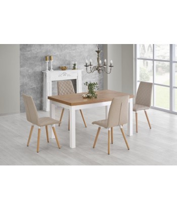 Table extensible en MDF et bois de hêtre Tiago Lancelot Chêne / Blanc, L140-220xl80xH76 cm À commander