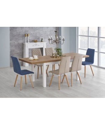 Table extensible en MDF et bois de hêtre Tiago Lancelot Chêne / Blanc, L140-220xl80xH76 cm À commander