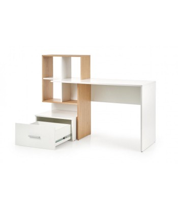 Table de bureau en bois, avec bibliothèque et tiroir Chêne Grosso / Blanc, L149xl50xH105 cm store