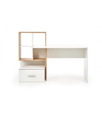 Table de bureau en bois, avec bibliothèque et tiroir Chêne Grosso / Blanc, L149xl50xH105 cm store