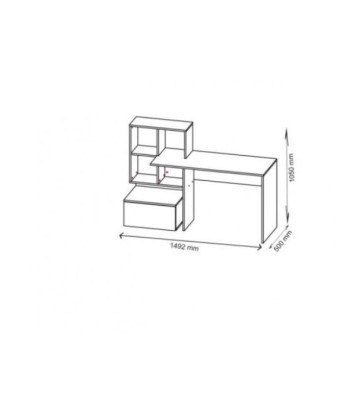 Table de bureau en bois, avec bibliothèque et tiroir Chêne Grosso / Blanc, L149xl50xH105 cm store