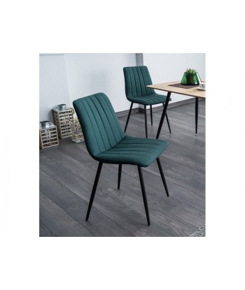 Chaise rembourrée avec tissu et pieds en métal Alan Vert Foncé / Noir, l45xA54xH86 cm les ligaments