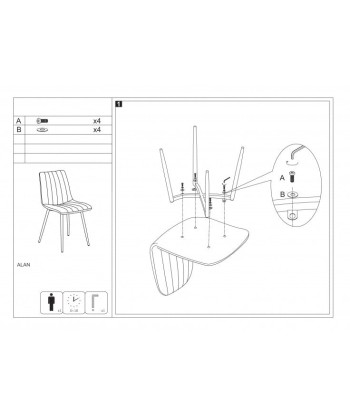 Chaise rembourrée avec tissu et pieds en métal Alan Vert Foncé / Noir, l45xA54xH86 cm les ligaments