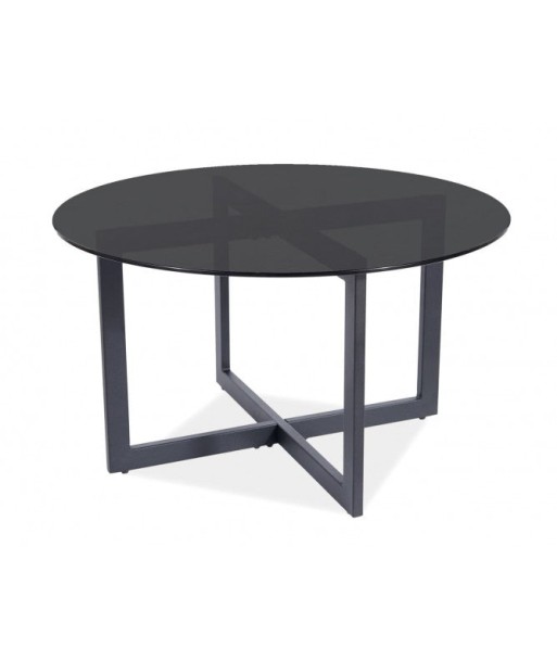 Table basse en verre et métal Almeria A, Noir, Ø80xH42 cm de la marque