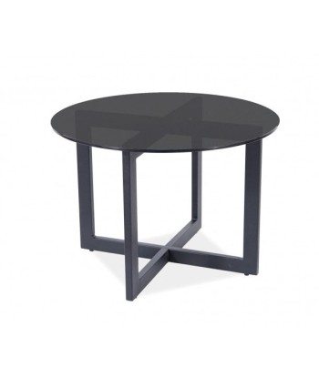 Table basse, verre et métal Almeria B Noir, Ø60xH45 cm Faites des économies