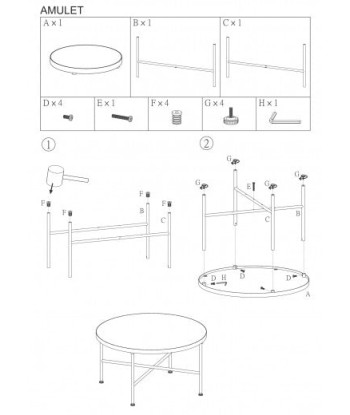 Table basse en MDF et métal, Amulet, Noir, Ø80xH41 cm de la marque