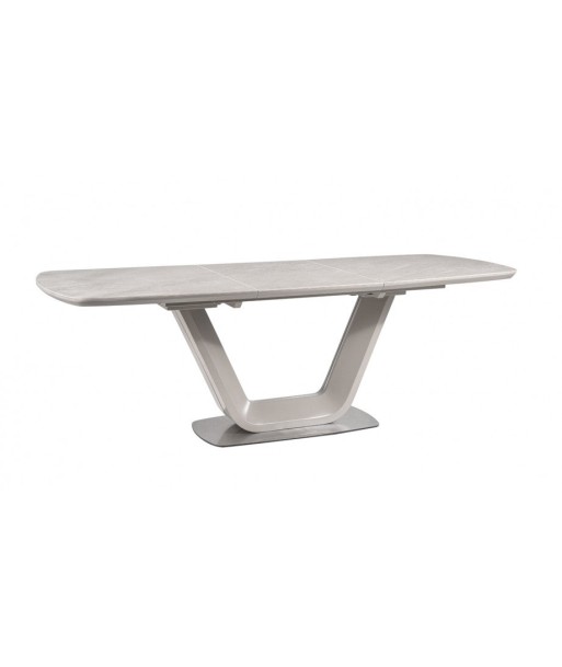 Table extensible en céramique, MDF et métal Armani Gris clair, L160-220xl90xH76 cm des créatures d'habitude