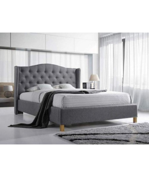 Lit recouvert de tissu Aspen Gris, 140 x 200 cm Livraison rapide