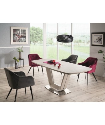 Table extensible en céramique, MDF et métal Armani Gris clair, L160-220xl90xH76 cm des créatures d'habitude