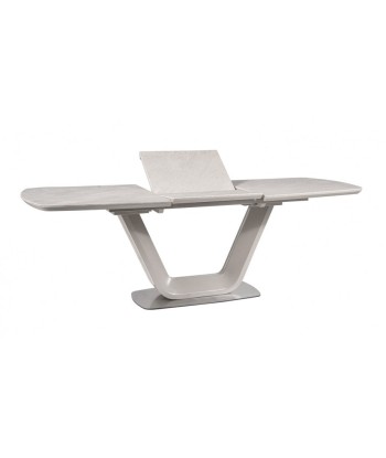 Table extensible en céramique, MDF et métal Armani Gris clair, L160-220xl90xH76 cm des créatures d'habitude