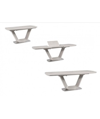 Table extensible en céramique, MDF et métal Armani Gris clair, L160-220xl90xH76 cm des créatures d'habitude