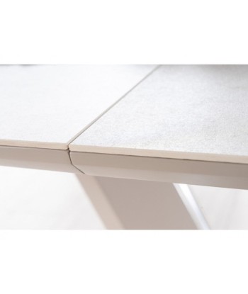 Table extensible en céramique, MDF et métal Armani Gris clair, L160-220xl90xH76 cm des créatures d'habitude