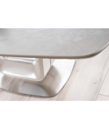 Table extensible en céramique, MDF et métal Armani Gris clair, L160-220xl90xH76 cm des créatures d'habitude