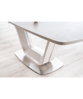 Table extensible en céramique, MDF et métal Armani Gris clair, L160-220xl90xH76 cm des créatures d'habitude