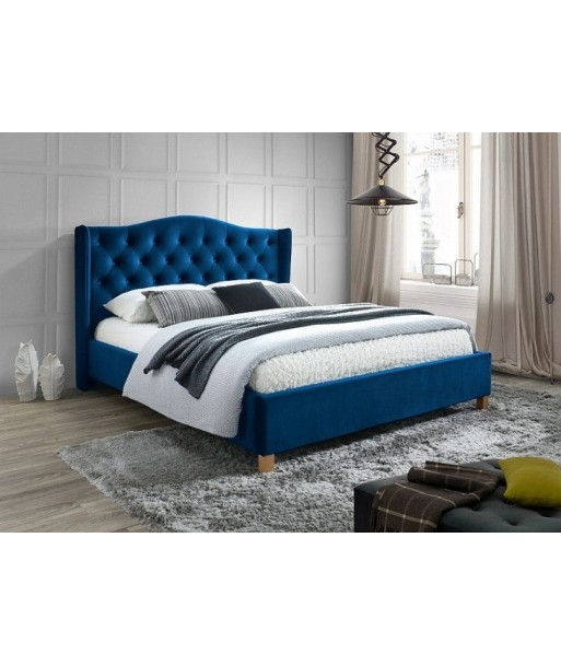 Lit recouvert de tissu Aspen Velvet, Bleu marine, 160 x 200 cm shop