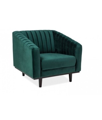 Fauteuil fixe tapissé de tissu, Asprey 1 Velours Vert, l83xA60xH78 cm en linge