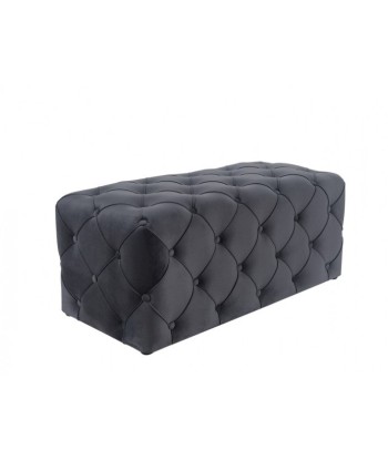 Banquette tapissée de tissu Aviva Velvet Noir, l102xA50xH45 cm brillant des détails fins