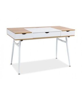 Table de bureau palette et métal, avec 3 tiroirs B-151 Chêne / Blanc, L120xl60xH76 cm commande en ligne