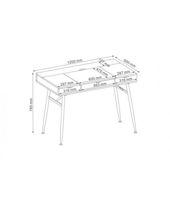 Table de bureau palette et métal, avec 3 tiroirs B-151 Chêne / Blanc, L120xl60xH76 cm commande en ligne