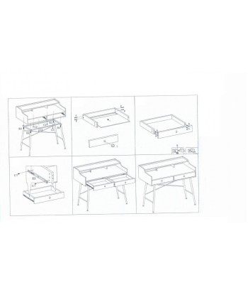 Table de bureau en MDF et métal, avec 2 tiroirs B-160 Chêne / Blanc, L123xl56xH93 cm le concept de la Pate a emporter 