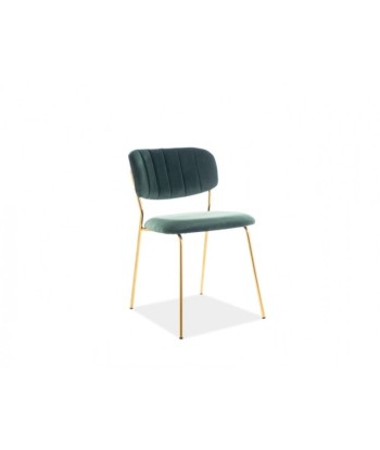 Chaise rembourrée avec tissu et pieds en métal Carlo I Velours Vert / Or, l48xA55xH79 cm livraison gratuite