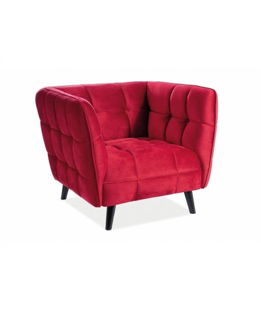 Fauteuil fixe tapissé de tissu, avec pieds en bois Velours Bellamy Bordeaux / Wengé, l92xA85xH78 cm en ligne